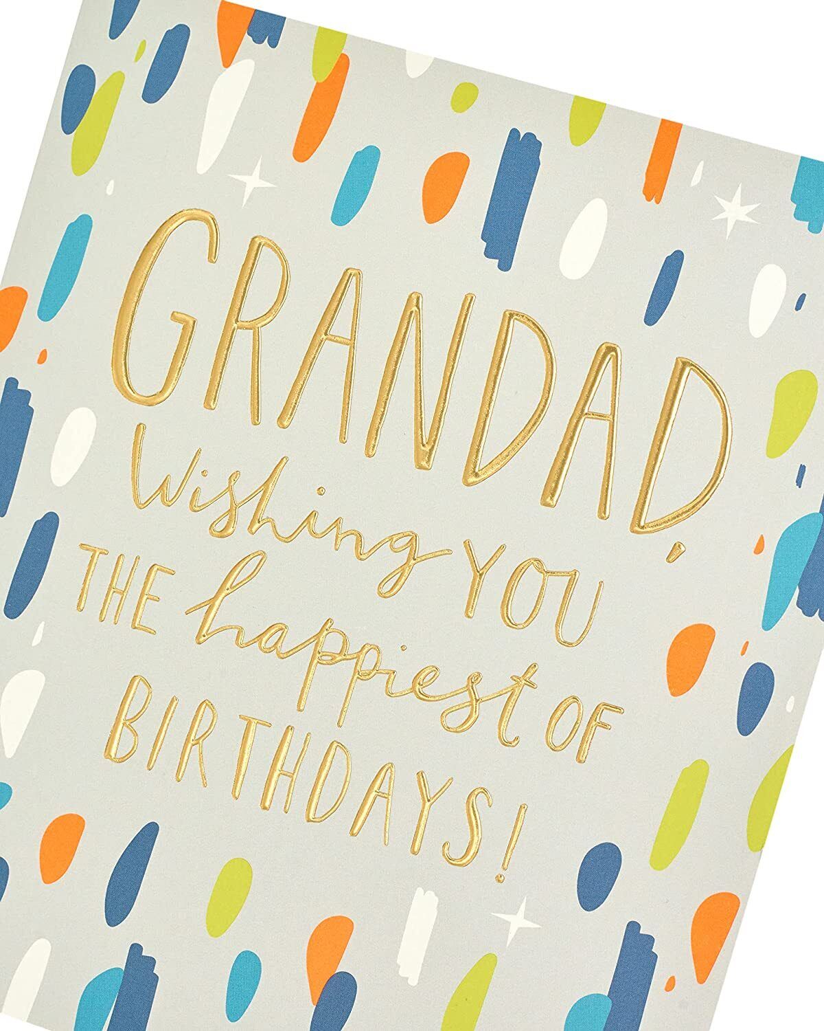 Contemporary Grandad birthday greeting card by UK Greetings featuring modern design and heartfelt message for grandfathers.