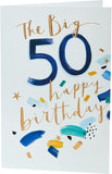 Copper Foil Glam 50th Birthday greeting card by UK Greetings featuring elegant copper foil accents and festive design.