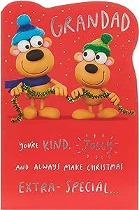 Fun Christmas greeting card featuring wacky bears with crackers, festive holiday design by UK Greetings.