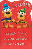 Fun Christmas greeting card featuring wacky bears with crackers, festive holiday design by UK Greetings.