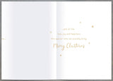 3D Crescent Moon Christmas greeting card featuring a couple design from UK Greetings with festive holiday imagery.