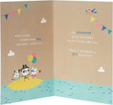 Cute 3rd birthday grandson greeting card featuring colorful designs and cheerful message from UK Greetings.