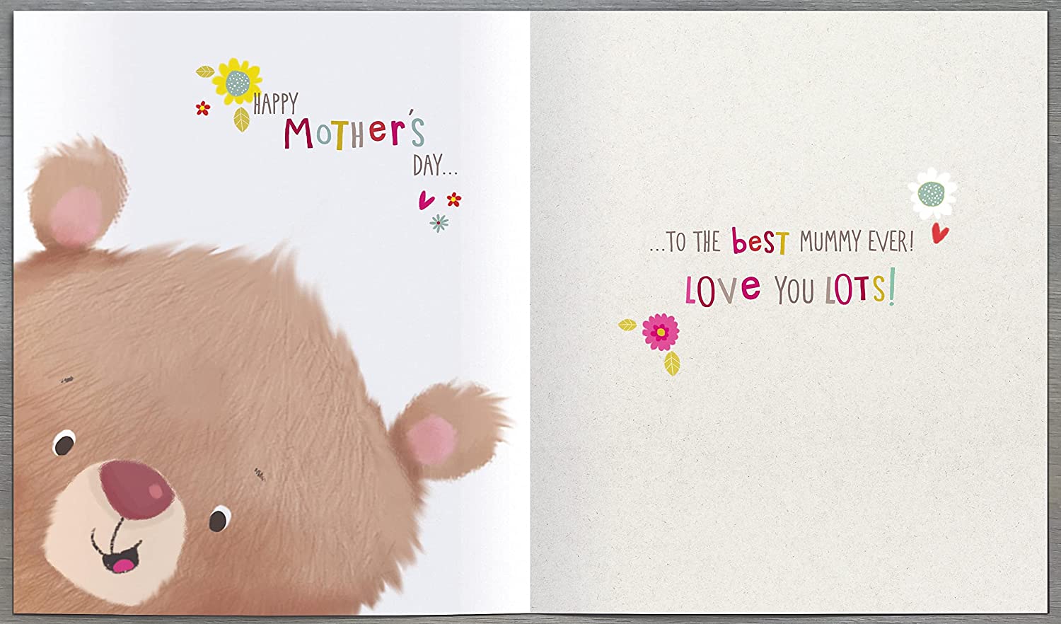 Cute Big Bear Hugs Mummy Mother's Day greeting card from UK Greetings, featuring a charming bear illustration and heartfelt message.