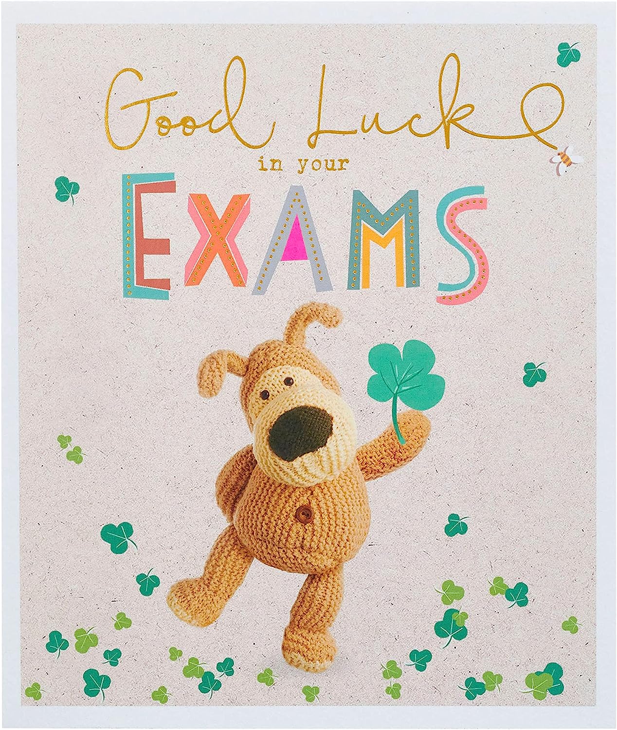 Cute Boofle Good Luck Exams greeting card by UK Greetings featuring a charming design to wish students success.