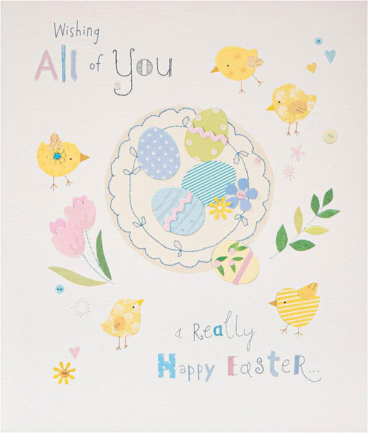 Cute Easter greeting card featuring colorful floral design and cheerful message, perfect for celebrating Easter from UK Greetings.