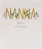 Cute Nanna Christmas greeting card with a heartwarming holiday design by UK Greetings, featuring festive illustrations and cheerful colors.