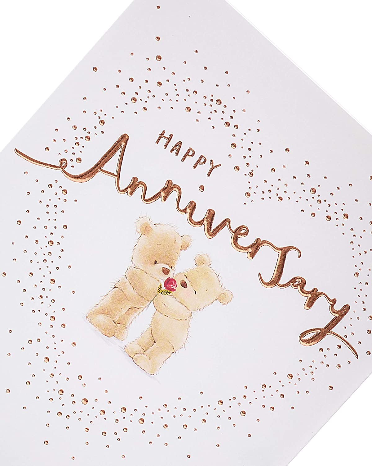 Cute teddy bears wedding anniversary greeting card by UK Greetings featuring charming teddy illustrations and heartfelt message.