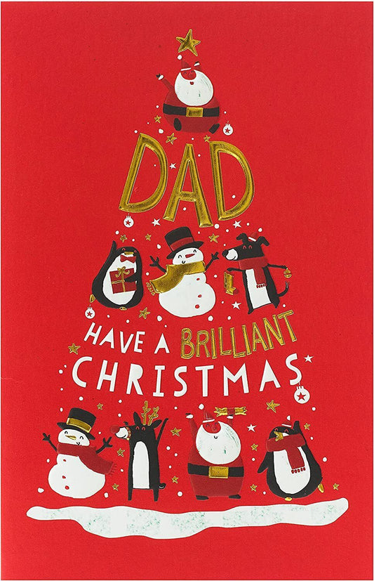 Festive Christmas greeting card by UK Greetings featuring Christmassy characters and a decorated tree design.