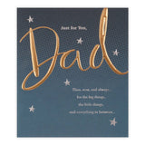 Gold "Dad" text Father’s Day greeting card from UK Greetings, featuring a stylish design and heartfelt message inside.
