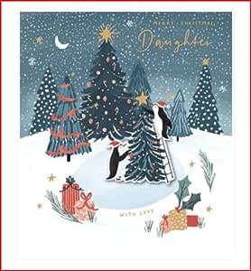 Daughter Christmas greeting card from UK Greetings with heartfelt Merry Christmas wishes and love, featuring festive holiday design.