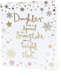 Daughter Christmas greeting card with sparkling silver foil holiday wishes, featuring festive holiday design from UK Greetings.
