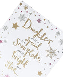 Daughter Christmas greeting card with sparkling silver foil holiday wishes from UK Greetings featuring festive design.