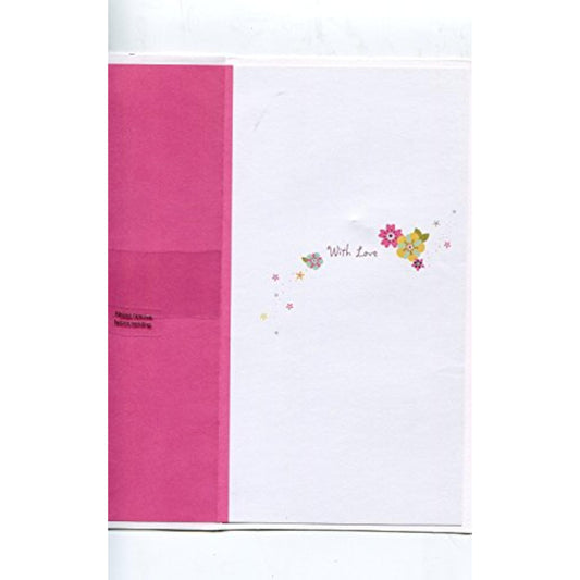 UK Greetings daughter-in-law birthday card with love, featuring colorful floral design and heartfelt message inside.