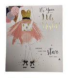 UK Greetings Debs Night Glitter Congratulations Card with sparkling design and festive message for special celebrations