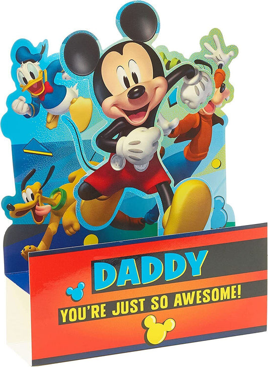 Disney 3D Pop Up Mickey Mouse birthday greeting card by UK Greetings featuring a colorful Mickey Mouse design and festive details.