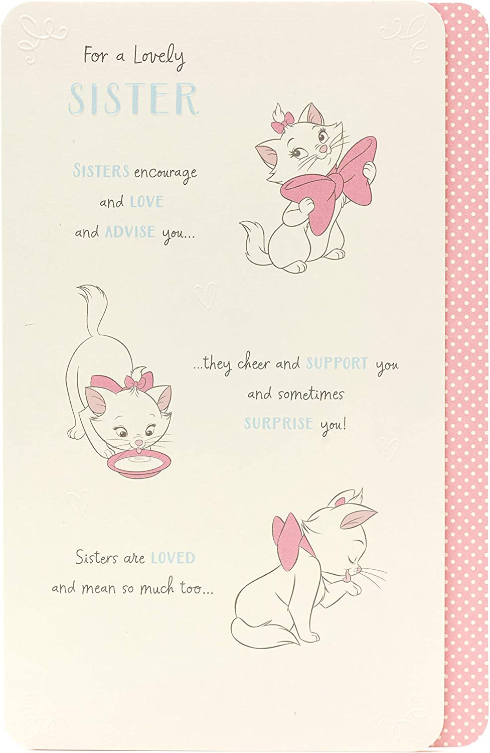 Disney Aristocats Marie greeting card featuring a birthday message with Marie the white kitten from UK Greetings.