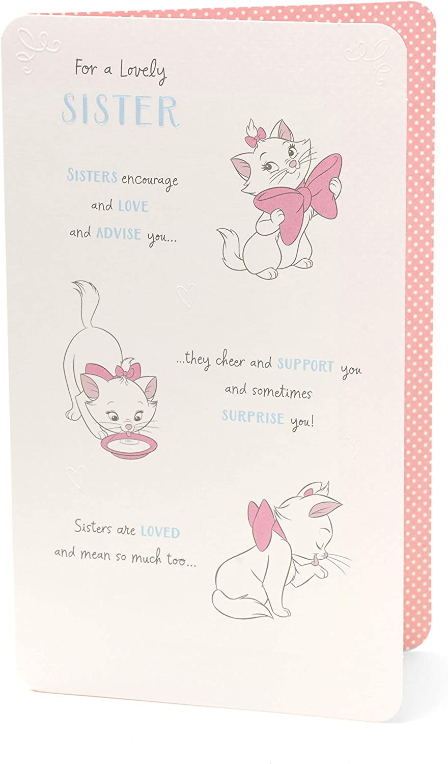Disney Aristocats Marie birthday greeting card featuring Marie the kitten from the Disney Aristocats series, UK Greetings brand.