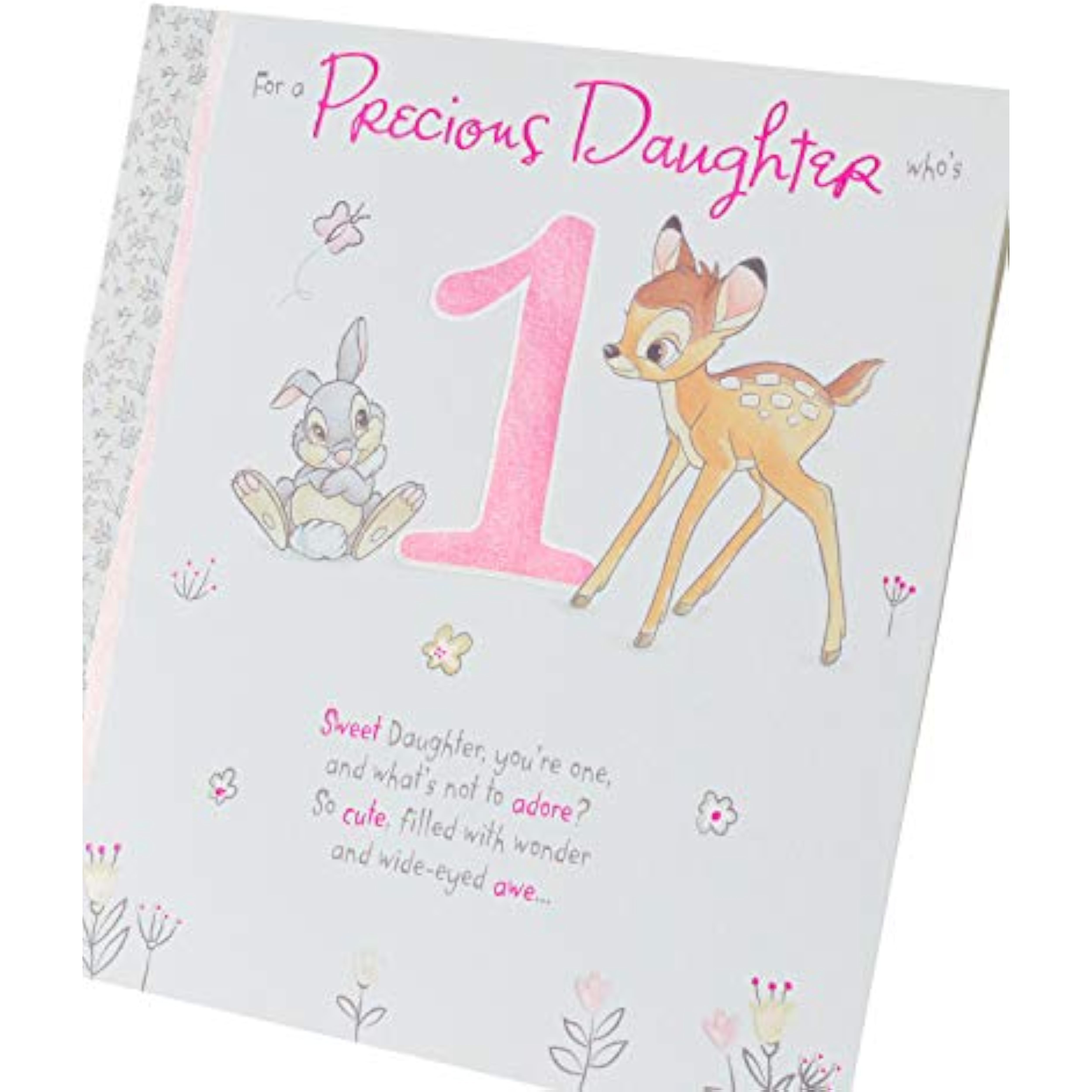 Disney Bambi Thumper first daughter birthday greeting card featuring colorful illustration of Bambi and Thumper for a special occasion