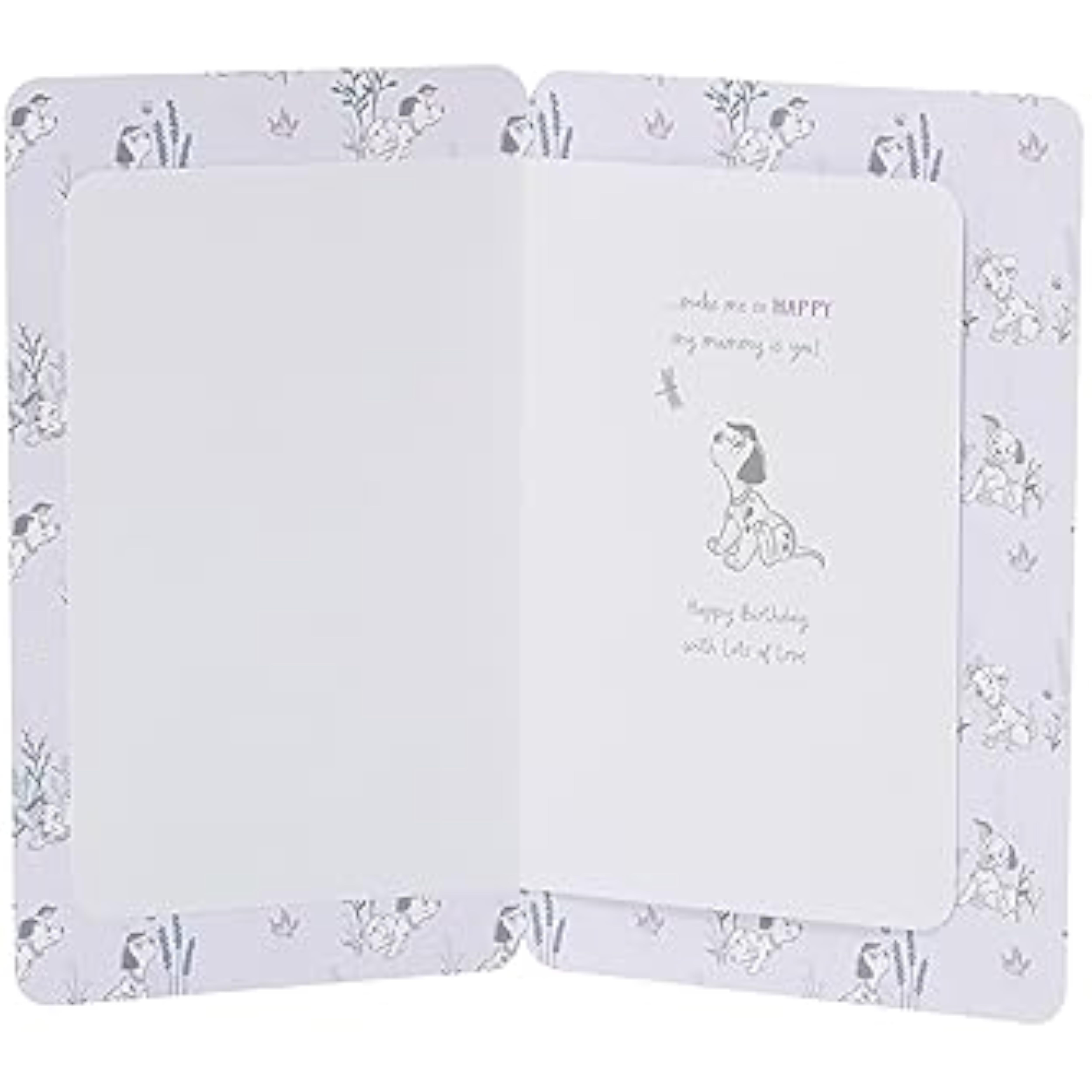 Disney 101 Dalmatians birthday greeting card for mum by UK Greetings, featuring colorful Dalmatian puppy illustrations.