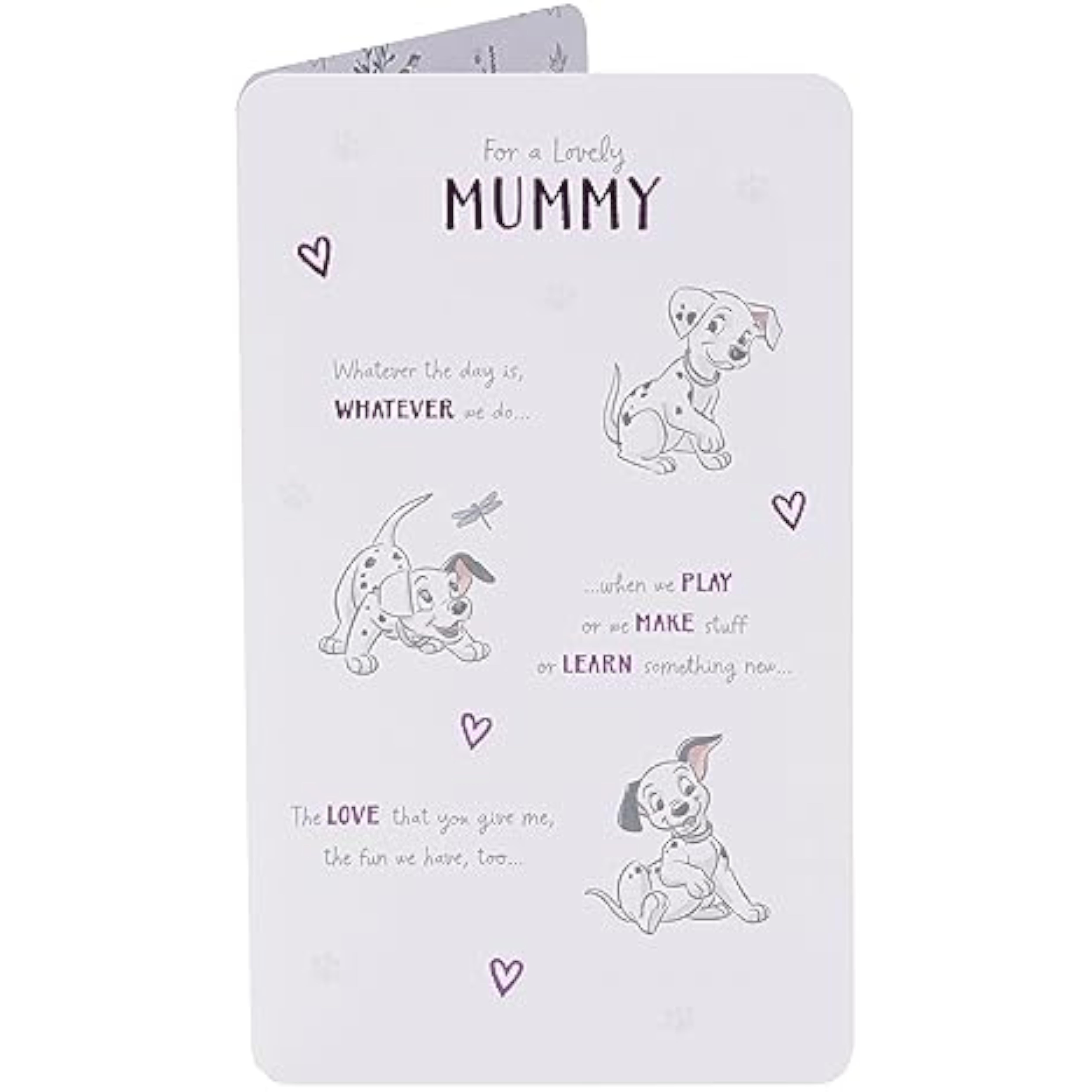 Disney 101 Dalmatians birthday greeting card for mum by UK Greetings, featuring playful Dalmatian puppies and festive design.