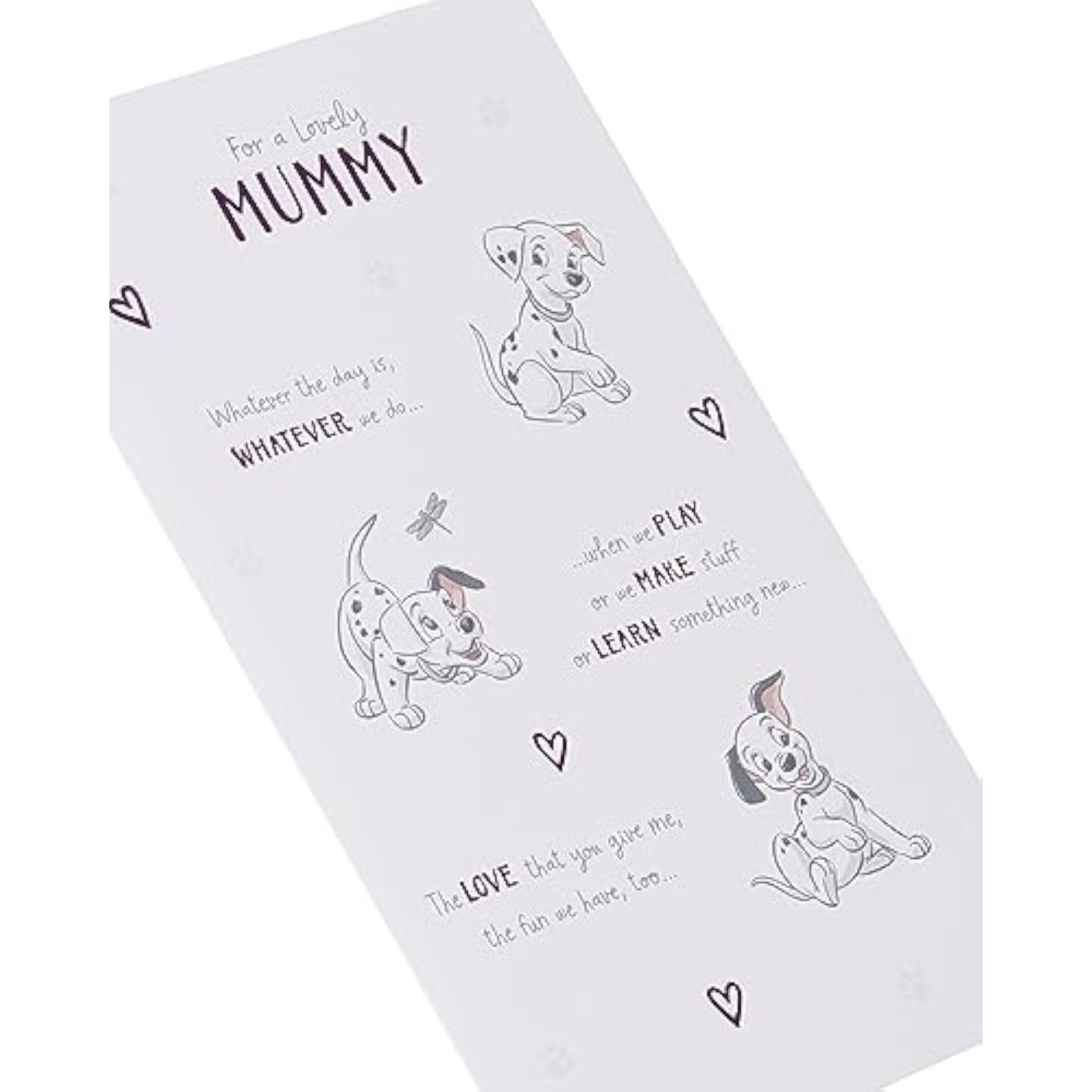 Disney 101 Dalmatians birthday greeting card for mum by UK Greetings, featuring colorful Dalmatian puppy design.