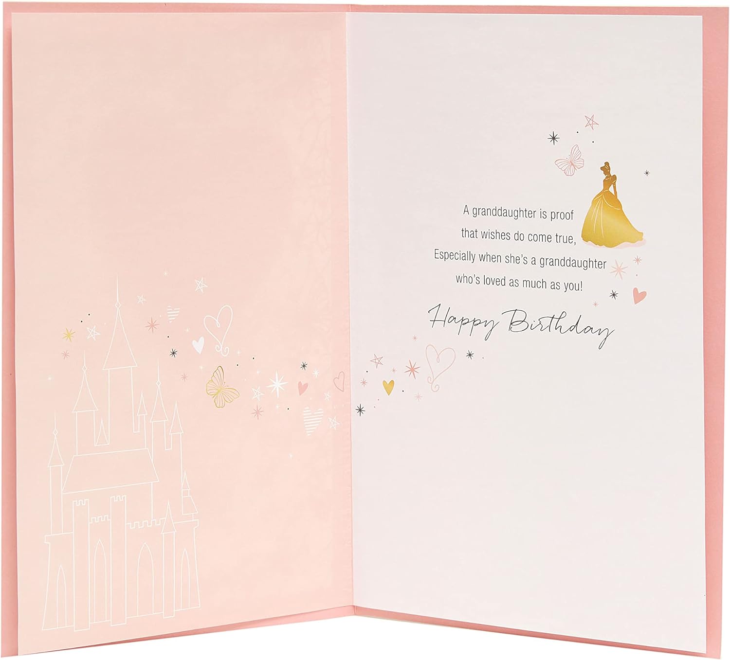 Disney Cinderella granddaughter greeting card from UK Greetings featuring a charming Disney princess design and elegant artwork.