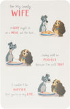 Disney Lady & The Tramp Valentine's Day greeting card by UK Greetings featuring romantic illustration of Lady and Tramp.