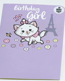 Disney Marie Purr-fect Birthday Card from UK Greetings, featuring a cute feline character and colorful birthday design.