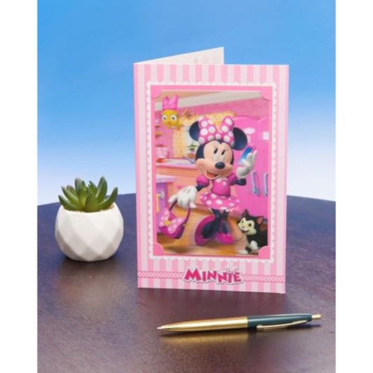 Disney Minnie Mouse 3D birthday greeting card for girls featuring colorful Minnie Mouse design, by UK Greetings.