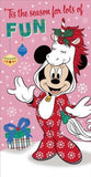 Disney Minnie Mouse Christmas money wallet and gift card holder featuring festive holiday design and cheerful Minnie Mouse image.