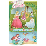 Disney Princess 3D greeting card by UK Greetings featuring vibrant princess illustrations and intricate pop-up design.