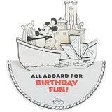 Disney Steamboat Willie Mickey Mouse pop-up birthday greeting card by UK Greetings, featuring classic cartoon design and vibrant colors.