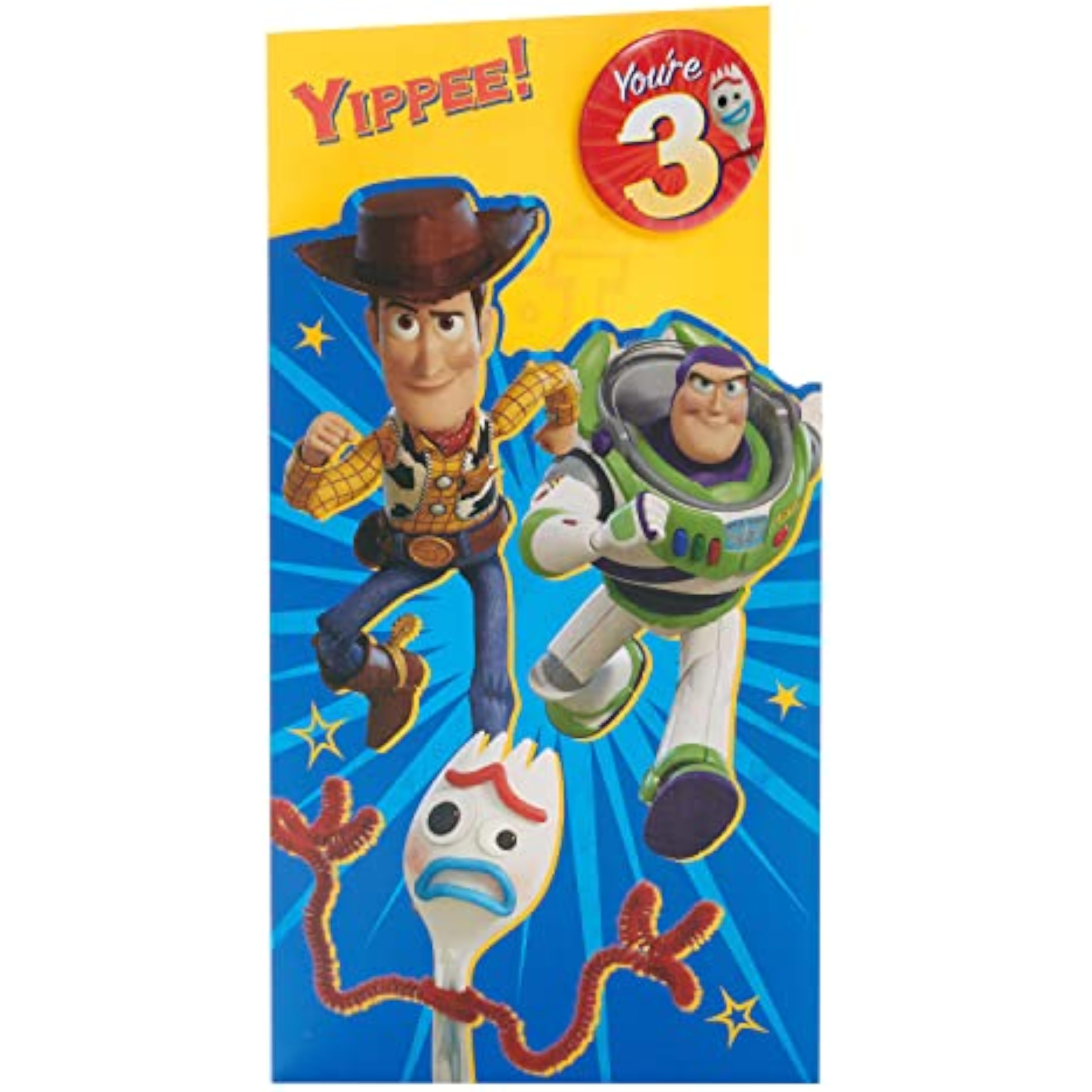 Disney Toy Story 3rd birthday greeting card featuring Woody and Buzz Lightyear characters by UK Greetings.