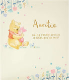 Disney Winnie the Pooh Auntie birthday greeting card by UK Greetings featuring Pooh Bear and birthday themed design.
