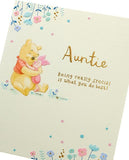Disney Winnie the Pooh Auntie birthday greeting card by UK Greetings featuring Pooh Bear and birthday design.
