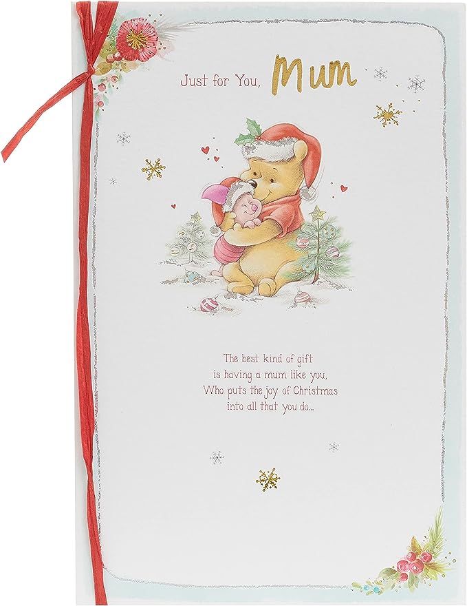 Disney Winnie the Pooh and Piglet Christmas greeting card featuring festive holiday design from UK Greetings.