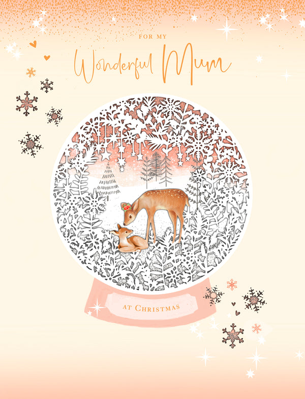 Christmas greeting card for a wonderful mum featuring festive deer and holiday designs, by UK Greetings.