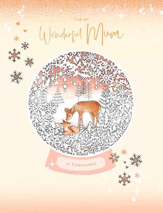 Christmas greeting card for a wonderful mum featuring festive deer and holiday designs, by UK Greetings.