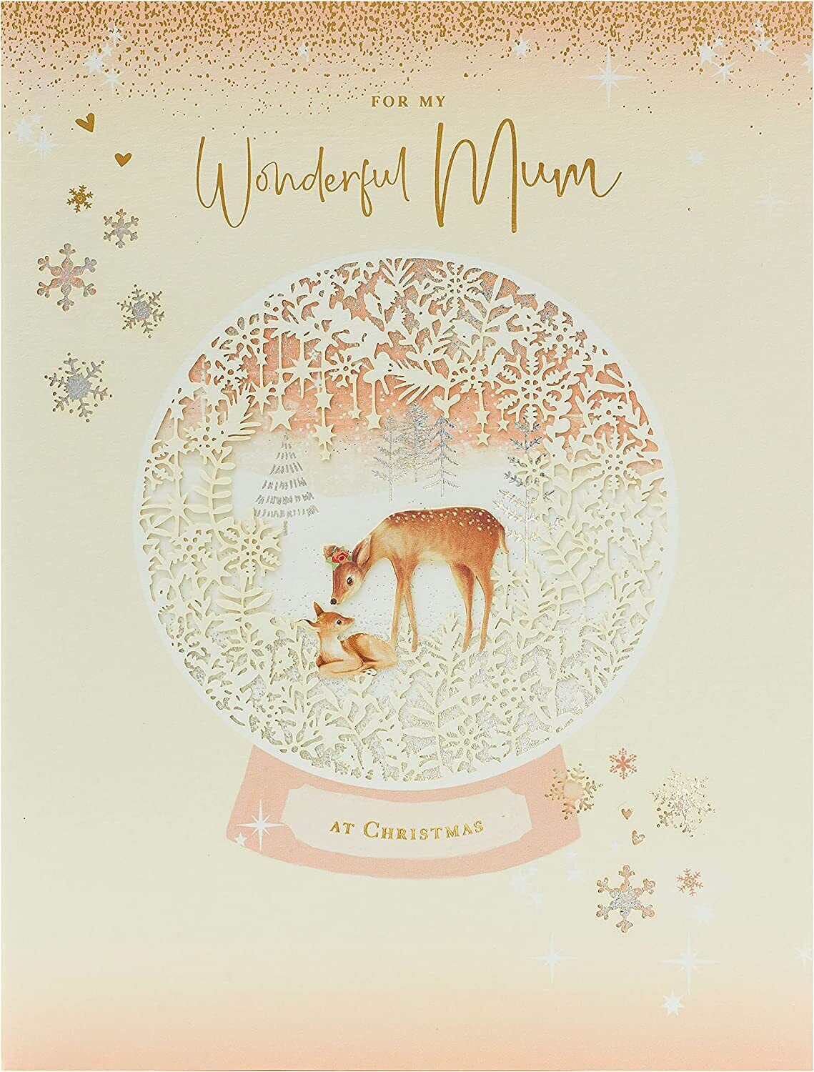 Christmas greeting card from UK Greetings featuring a Doe and Deer design, perfect for sending warm wishes to a wonderful mum.