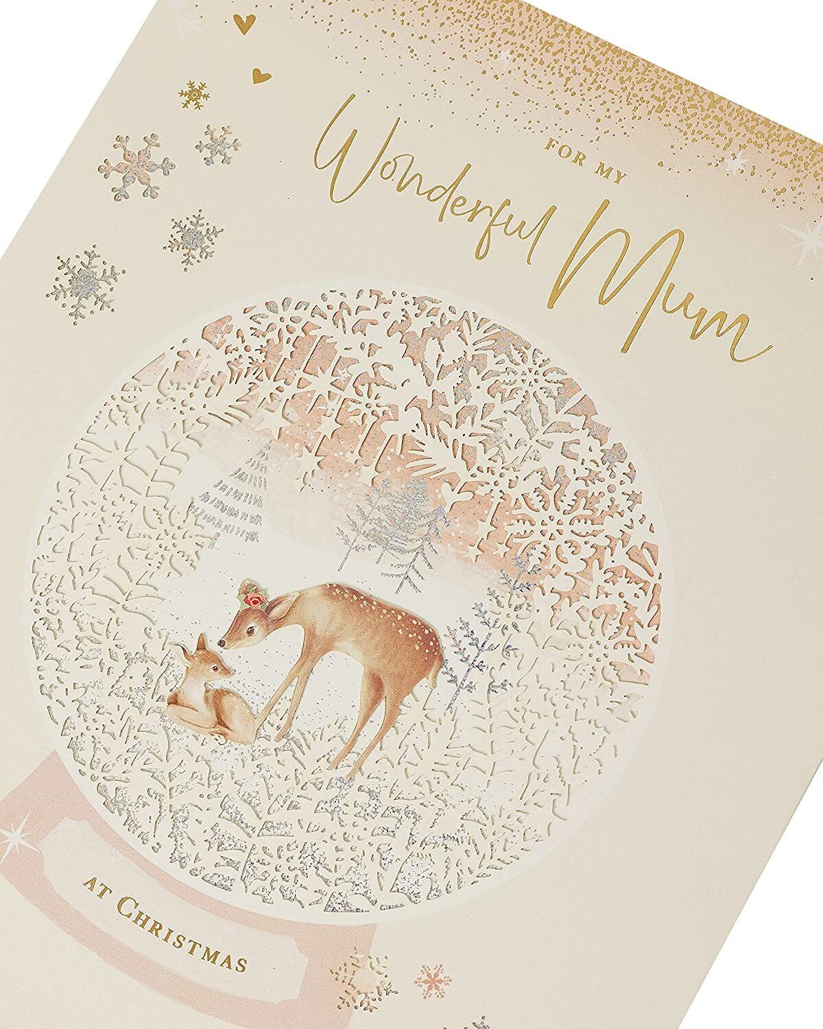 Christmas greeting card for a wonderful mum featuring festive deer and holiday design by UK Greetings.