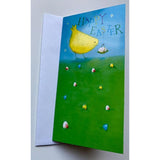Easter chick money wallet gift greeting card with cheerful chick illustration, ideal for holiday gift giving.