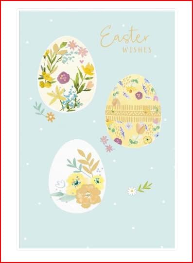 Easter Wishes greeting card by UK Greetings featuring a colorful egg design and festive Easter-themed artwork.
