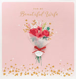 Elegant 3D bouquet wife Valentine's greeting card by UK Greetings with colorful floral design and heartfelt message