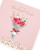 Elegant 3D bouquet wife Valentine's greeting card by UK Greetings with intricate floral design and heartfelt message inside.