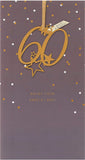 Elegant 60th birthday hanging keepsake greeting card by UK Greetings with festive design and decorative elements.