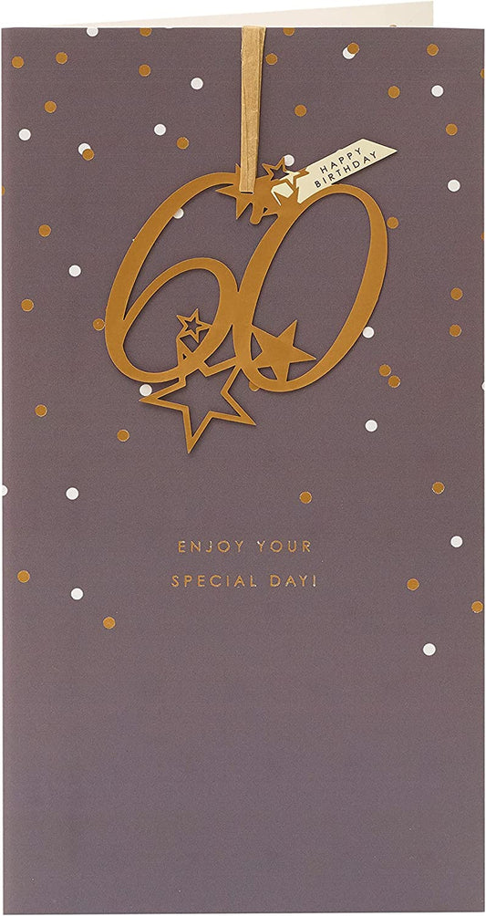 Elegant 60th birthday hanging keepsake greeting card by UK Greetings with a decorative design and heartfelt message.