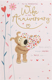 Elegant Boofle gold foil anniversary greeting card for wife, featuring adorable character design and shiny gold accents.