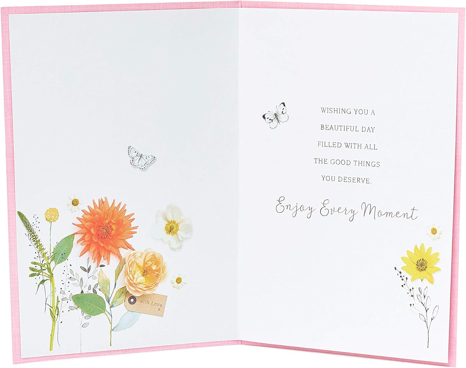 Elegant floral posy birthday greeting card with metallic shine from UK Greetings, featuring colorful flower illustrations.