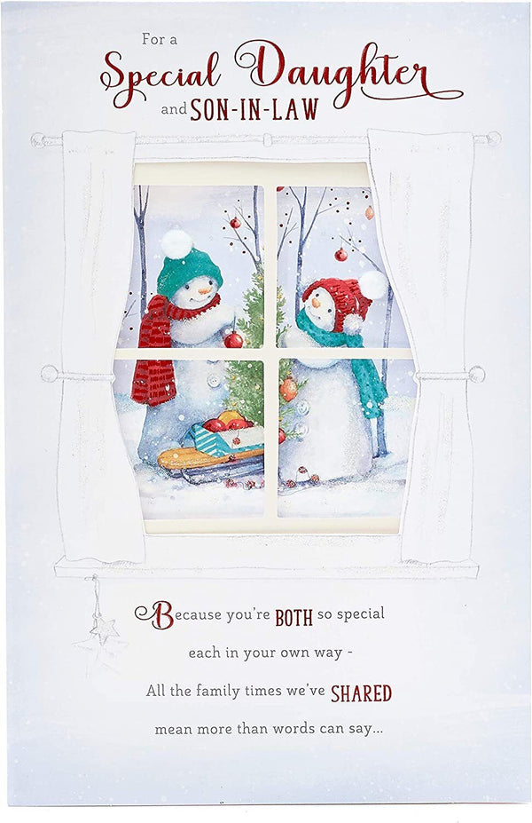 Elegant foil and glitter Christmas greeting card for daughter and son-in-law, featuring festive holiday design by UK Greetings.