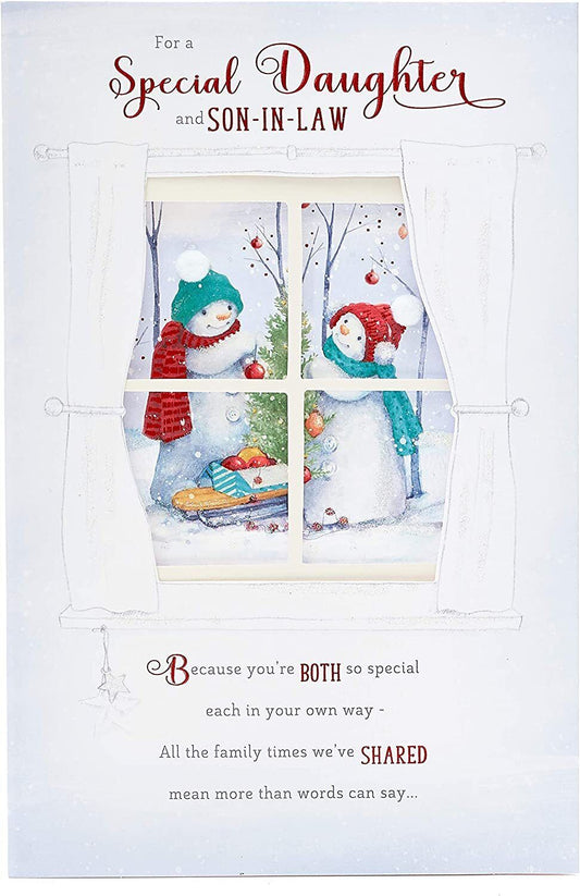 Elegant foil and glitter Christmas greeting card for daughter and son-in-law, featuring festive holiday design by UK Greetings.
